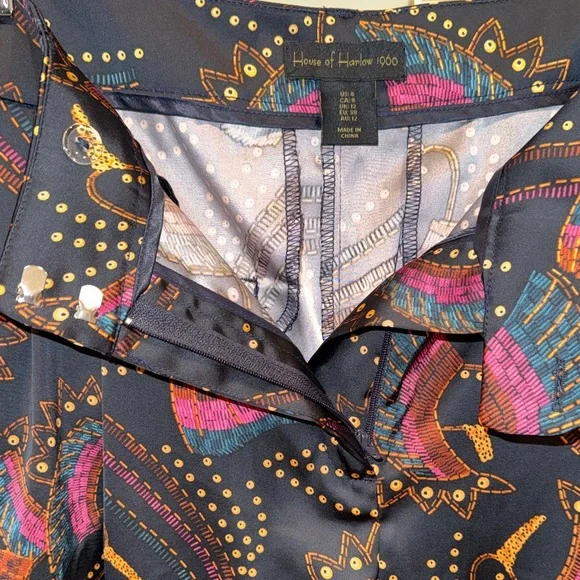 House of Harlow 1960 Black and Multicolor toucan pants - Picture 5 of 11